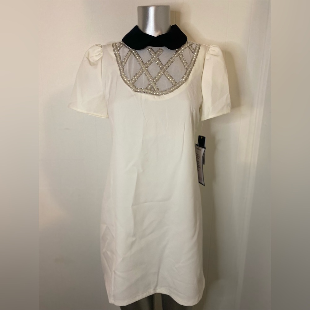 COPY - Junior’s City Studios - Elegant White Dress with Embellished Neckline -5…